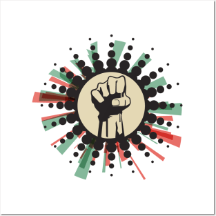 ☻ RETRO Fist Power ☻ retro color pallete / retro style sticker ✔ Posters and Art